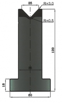 Matrize 88° V25 H: 120mm Länge: 415mm