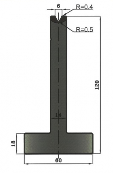 Matrize 60° V6 H: 120mm Länge: 805mm sektioniert / geteilt