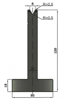 Matrize 60° V8 H: 120mm Länge: 805mm sektioniert / geteilt