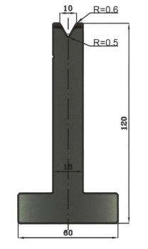 Matrize 60° V10 H: 120mm Länge: 805mm sektioniert / geteilt