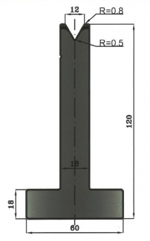 Matrize 60° V12 H: 120mm Länge: 415mm