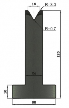 Matrize 60° V16 H: 120mm Länge: 805mm sektioniert / geteilt