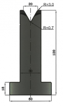 Matrize 60° V20 H: 120mm Länge: 415mm