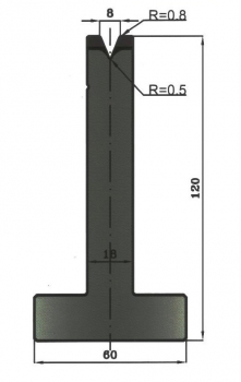 Matrize 45° V8 H: 120mm Länge: 415mm