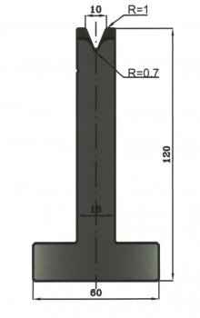 Matrize 45° V10 H: 120mm Länge: 835mm