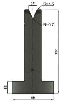 Matrize 45° V12 H: 120mm Länge: 415mm