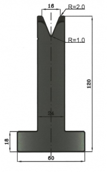 Matrize 45° V16 H: 120mm Länge: 415mm