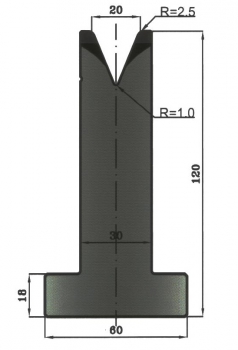 Matrize 45° V20 H: 120mm Länge: 415mm