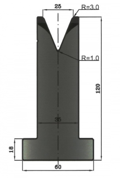 Matrize 45° V25 H: 120mm Länge: 415mm