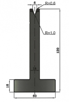 Matrize 30° V6 H: 120mm Länge: 835mm