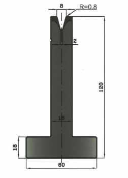 Matrize 30° V8 H: 120mm Länge: 805mm sektioniert / geteilt