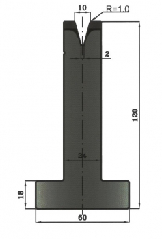 Matrize 30° V10 H: 120mm Länge: 805mm sektioniert / geteilt