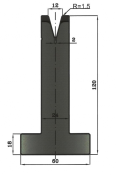 Matrize 30° V12 H: 120mm Länge: 805mm sektioniert / geteilt