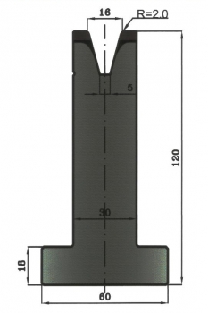 Matrize 30° V16 H: 120mm Länge: 415mm