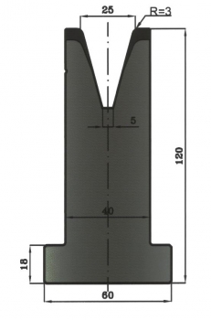 Matrize 30° V25 H: 120mm Länge: 415mm