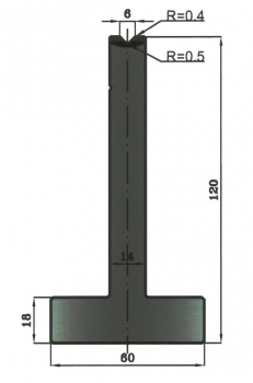 Matrize 88° V6 H: 120mm Länge: 415mm