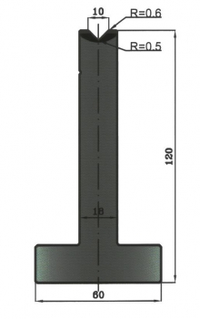 Matrize 88° V10 H: 120mm Länge: 835mm