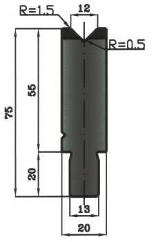 Matrize 90° V12 H: 55mm Länge: 1000mm