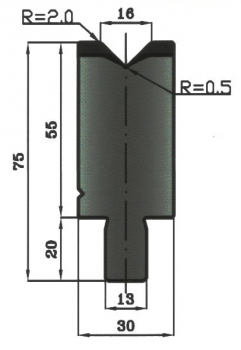 Matrize 90° V16 H: 55mm Länge: 1000mm