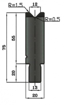 Matrize 88° V12 H: 55mm Länge: 500mm