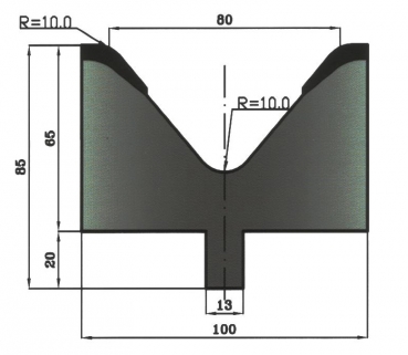 Matrize 80° V80 H: 65mm Länge: 1000mm