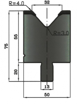 Matrize 85° V32 H: 55mm Länge: 1000mm