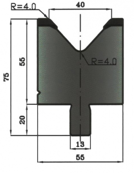 Matrize 85° V40 H: 55mm Länge: 500mm