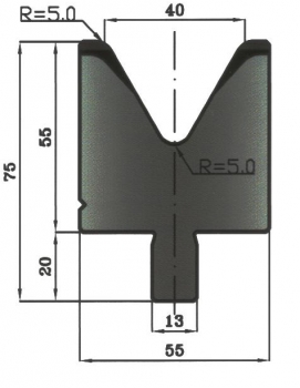 Matrize 60° V40 H: 55mm Länge: 1000mm