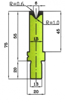 Matrize 30° V6 H: 55mm Länge: 1000mm