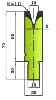 Matrize 30° V10 H: 55mm Länge: 1000mm