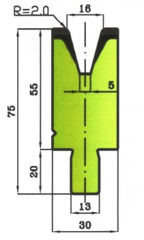 Matrize 30° V16 H: 55mm Länge: 500mm