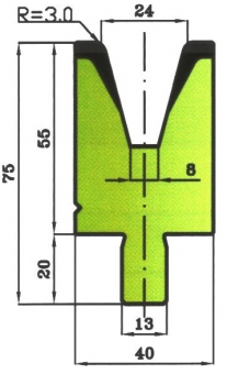 Matrize 30° V24 H: 55mm Länge: 1100mm sektioniert / geteilt