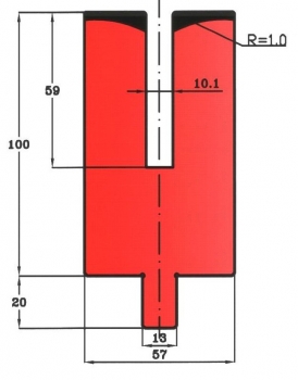 Matrize  U10,1 H: 100mm Länge: 550mm sektioniert / geteilt