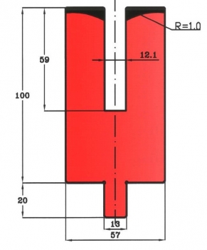 Matrize  U12,1 H: 100mm Länge: 550mm sektioniert / geteilt