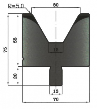 Matrize 60° V50 H: 55mm Länge: 1000mm