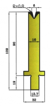 Matrize 30° V6 H: 90mm Länge: 508mm