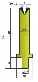 Matrize 30° V8 H: 90mm Länge: 508mm