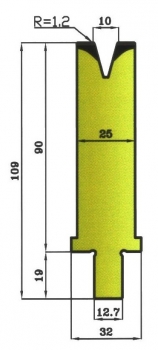 Matrize 30° V10 H: 90mm Länge: 508mm