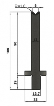 Matrize 78° V8 H: 90mm Länge: 550mm sektioniert / geteilt