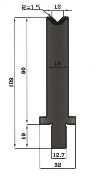 Matrize 78° V12 H: 90mm Länge: 550mm sektioniert / geteilt