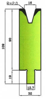 Matrize 30° V16 H: 90mm Länge: 508mm