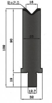 Matrize 78° V16 H: 90mm Länge: 550mm sektioniert / geteilt