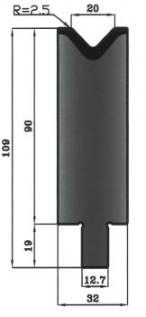 Matrize 78° V20 H: 90mm Länge: 550mm sektioniert / geteilt