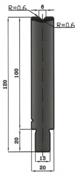 Matrize 86° V6 H: 100mm Länge: 550mm sektioniert / geteilt