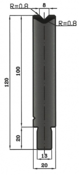 Matrize 86° V8 H: 100mm Länge: 500mm