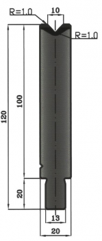 Matrize 86° V10 H: 100mm Länge: 500mm