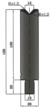 Matrize 86° V12 H: 100mm Länge: 550mm sektioniert / geteilt