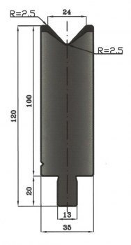 Matrize 86° V24 H: 100mm Länge: 550mm sektioniert / geteilt