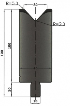 Matrize 80° V30 H: 100mm Länge: 500mm