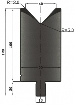 Matrize 86° V40 H: 100mm Länge: 550mm sektioniert / geteilt